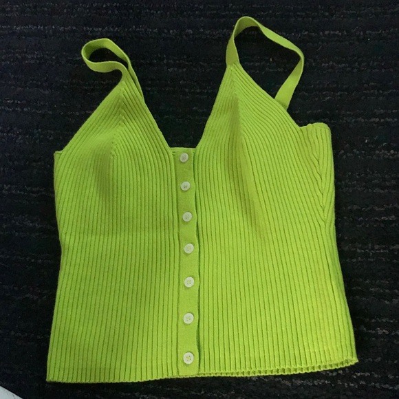 aerie Tops - Aerie (XL) Lime Green Cropped Ribbed Cami